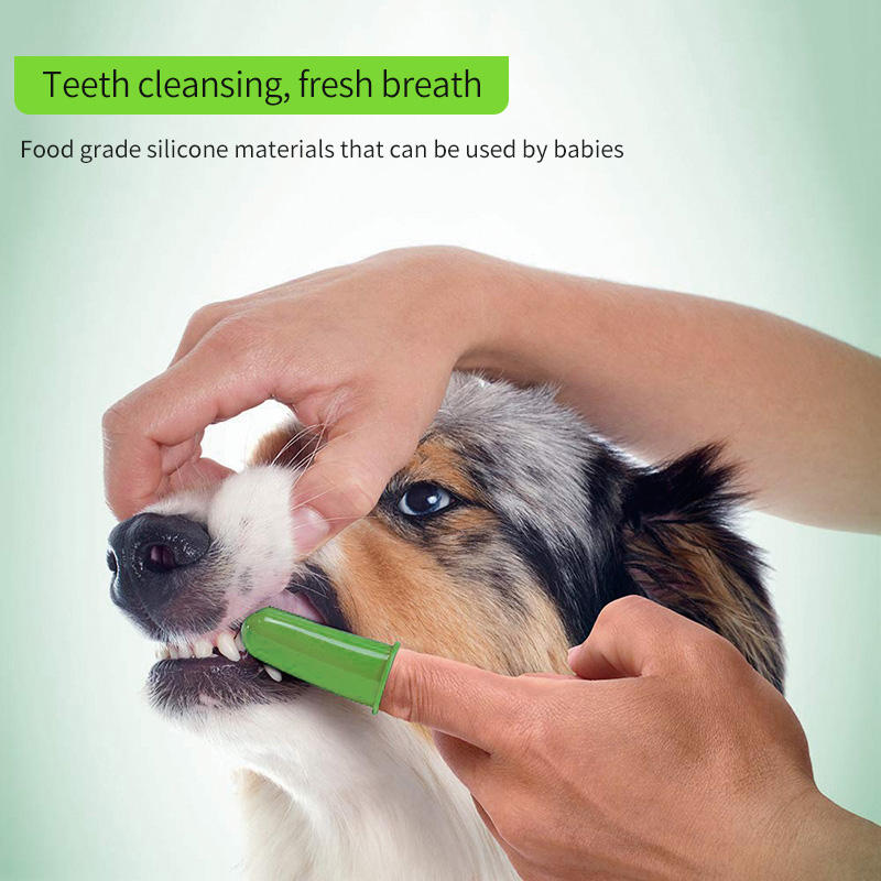 Factory Outlet Pet Toothbrush Silicone Finger Dog Toothbrush Finger Set Brushing Oral Cleaning Supplies