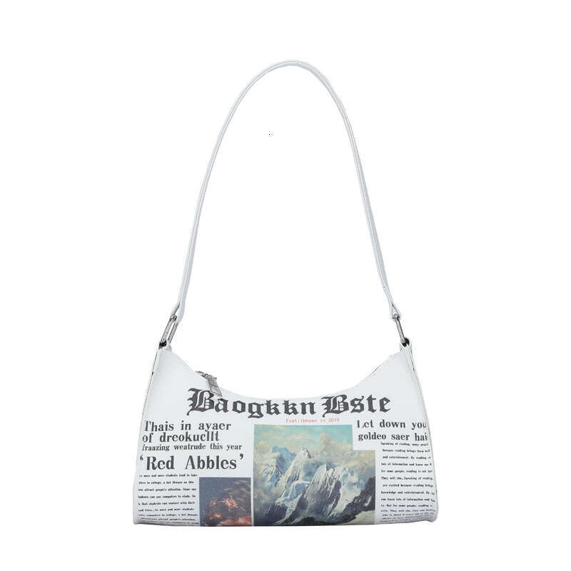 Street Trendy 2021 New Newspaper Printed Women's Personalized Fashion Small Square Single Shoulder Crossbody Bag