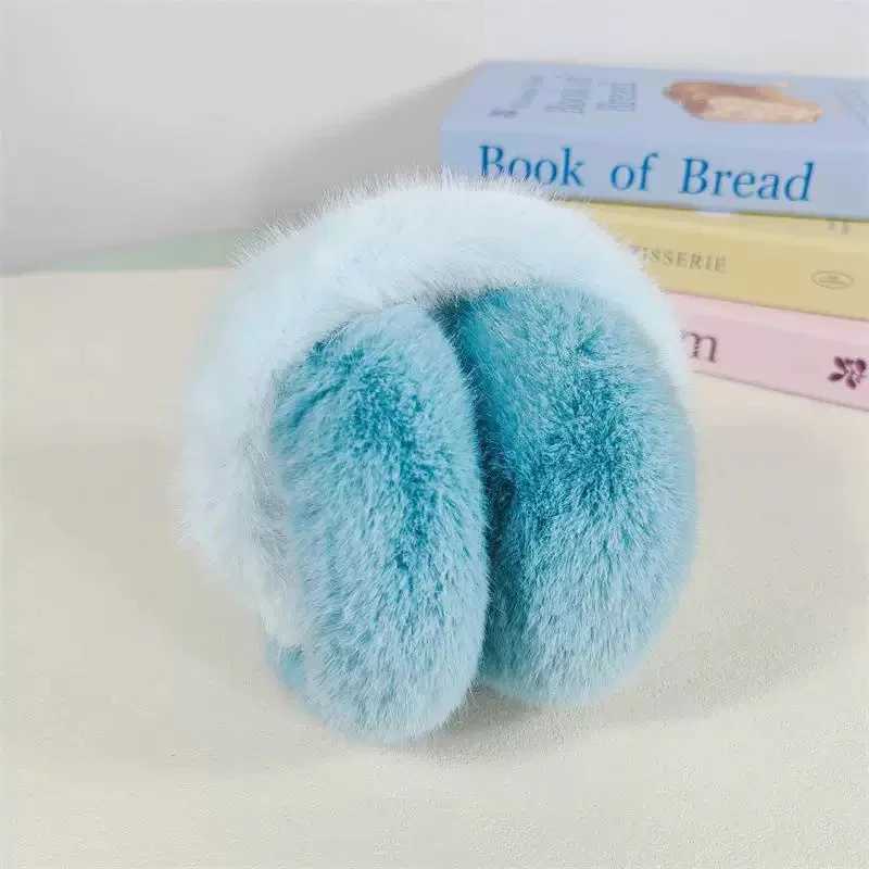 Blue fur faux mink earmuffs for womens winter plush earmuffs warm cycling skiing cold earmuffs sweet girl full matching earmuffs W241126