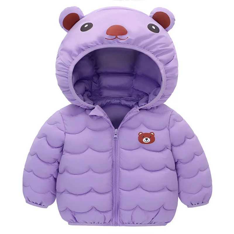 Down Coat hibobi Winter Girls Cotton Colorful Casual Cute Hooded Long-Sleeved Jacket Suitable For Children Under Five Years Old H241123ZTFV