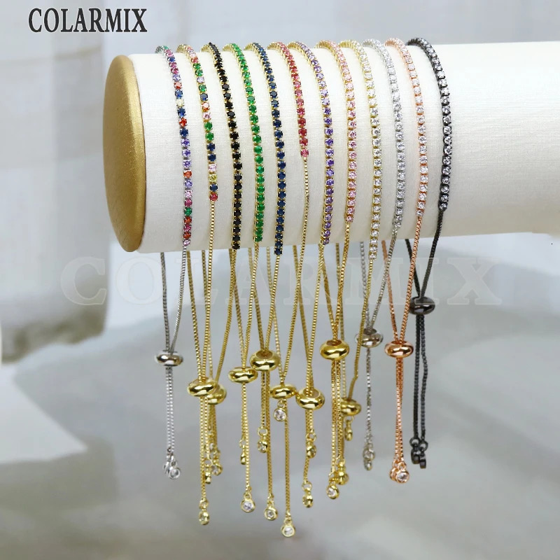 10 ultra-thin colored zircon tennis bracelets zirconia crystal womens bracelets summer jewelry accessories 40083 241126