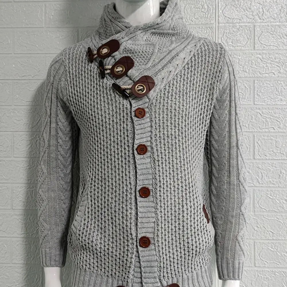Fashionable mens long sleeved streetwear ultra soft knitted high neck sweater cardigan 241126