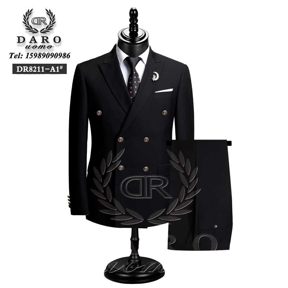 DAROuomo 2024 Men Suit Slim Fit Formal Business Work Wear Suits 2Pcs Set (Jacket+Pants)DR8211 X250704