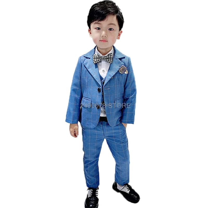 Top Quality Flower Boys Wedding Suit Gentleman Kids Formal Tuxedo Dress Children Party Performance Dress Costume 241126