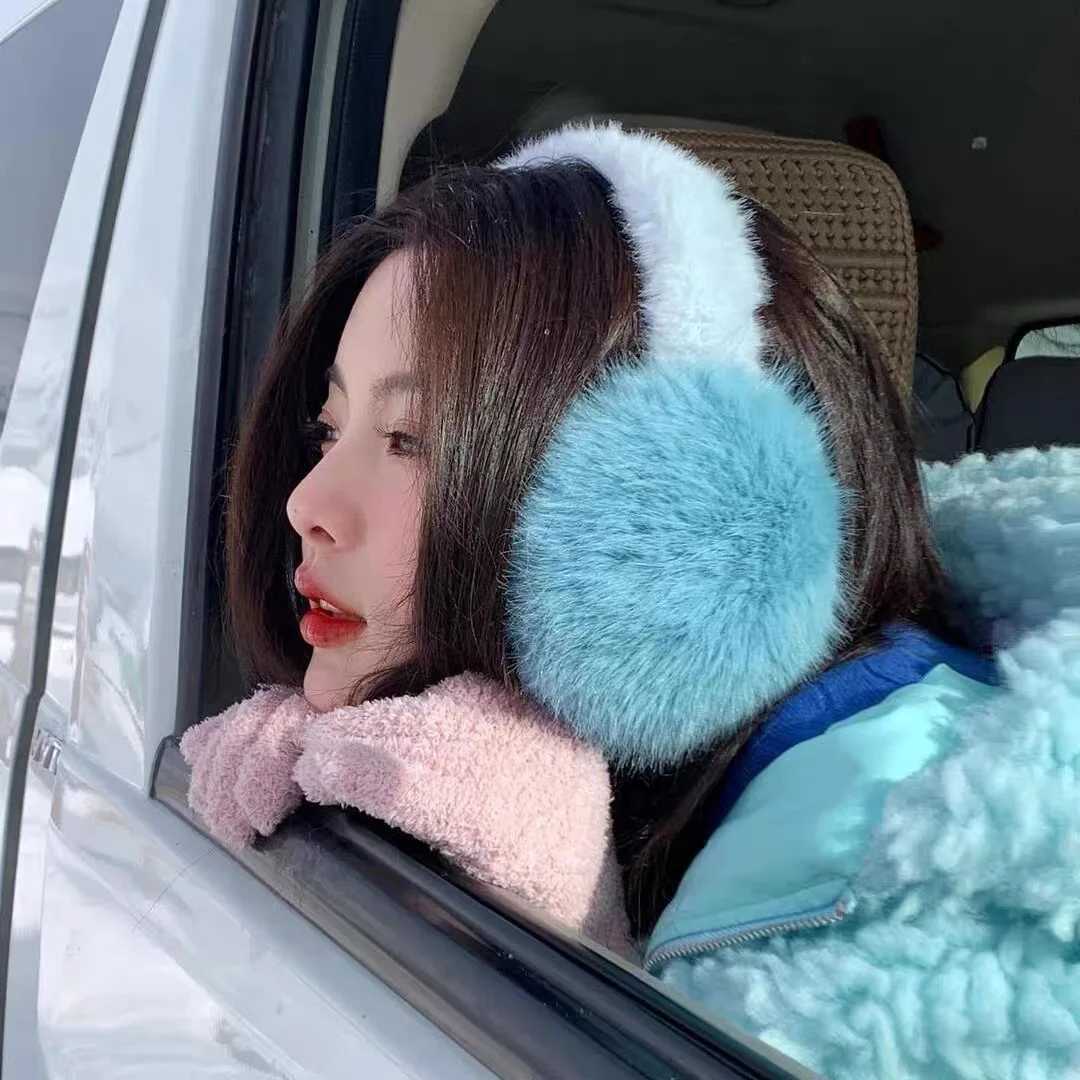 New Design Sky Blue Soft Earmuff Popular Man Woman Winter Outdoor Ski Accories Ear Muff Rabbit Fur Eardrum Christmas GiftXJ241126