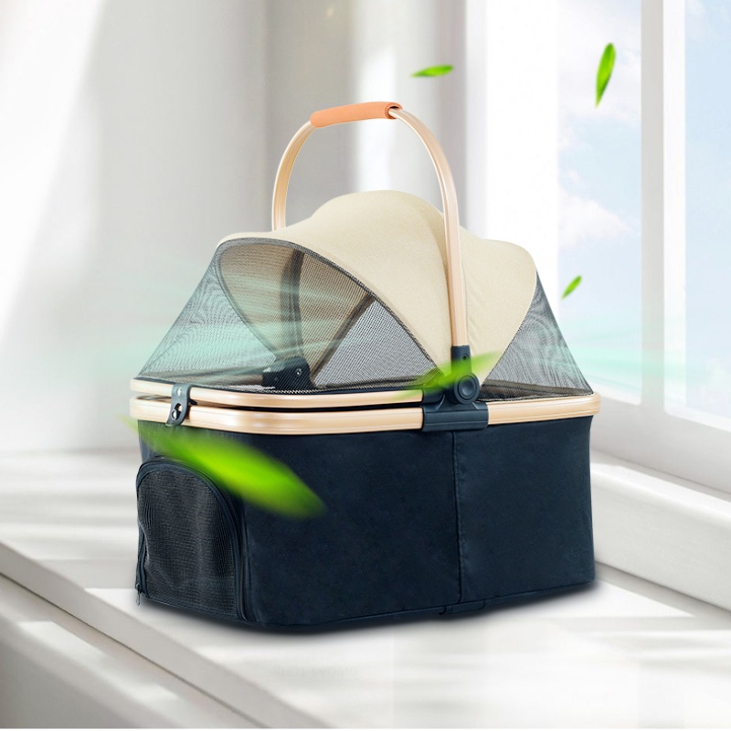 Factory outlet foldable pet carrier with wheels with 4 wheel detachable pet stroller outdoor travel pet dog cat carrier stroller