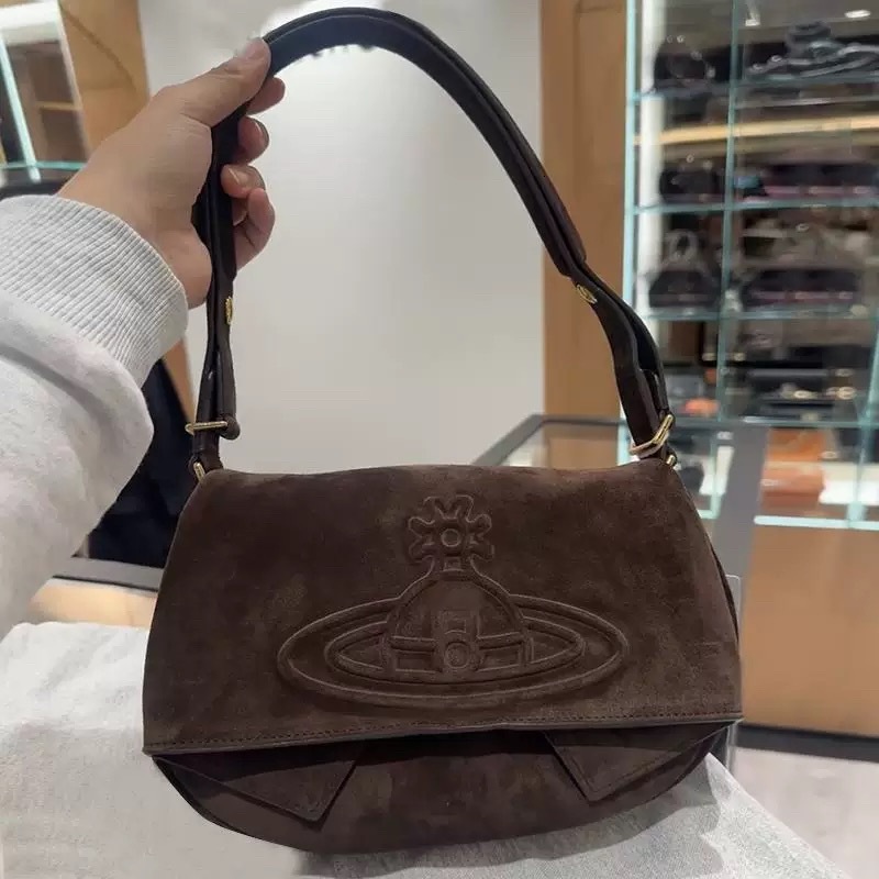 2025S Designer Female bag Western Empress Dowager swallow bag autumn and winter new retro suede bag hobo bag underarm bag high-end sense of all-match 