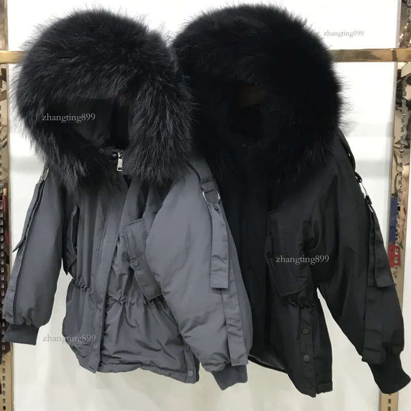 Large Real Raccoon Fur 2018 New Winter Jacket Women Warm Hooded Loose Duck Down Jacket Long Down Parkas Thick Winter Coat Women
