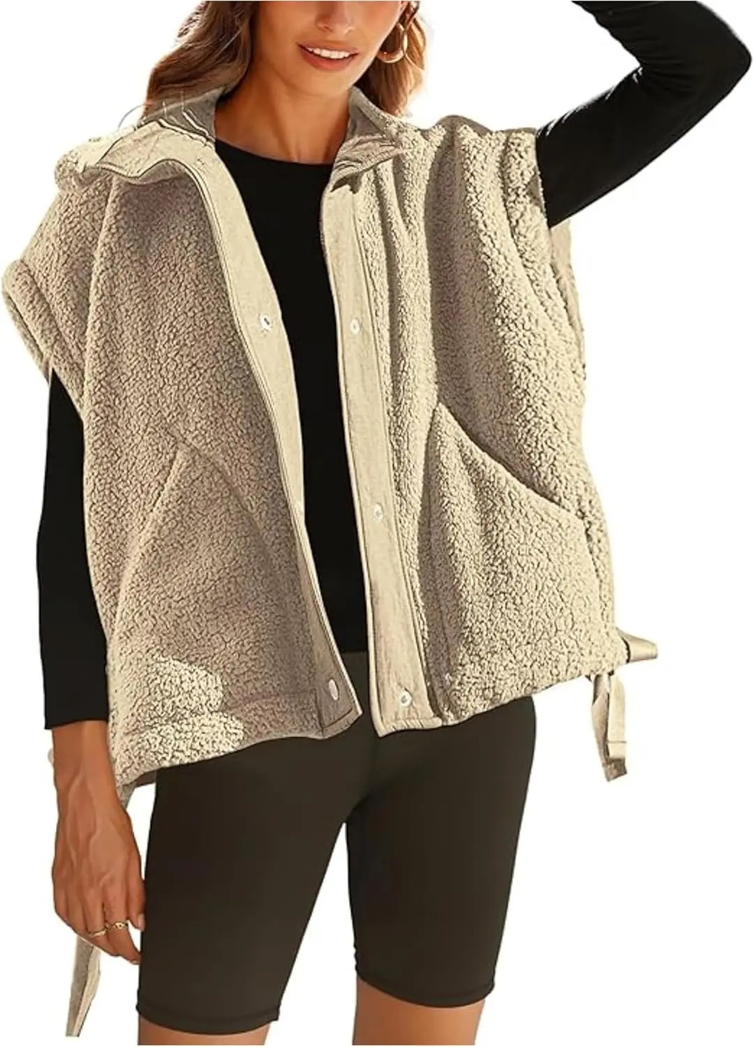 Womens camouflage wool vest sleeveless Sherpa jacket warm button pocket vest 241126
