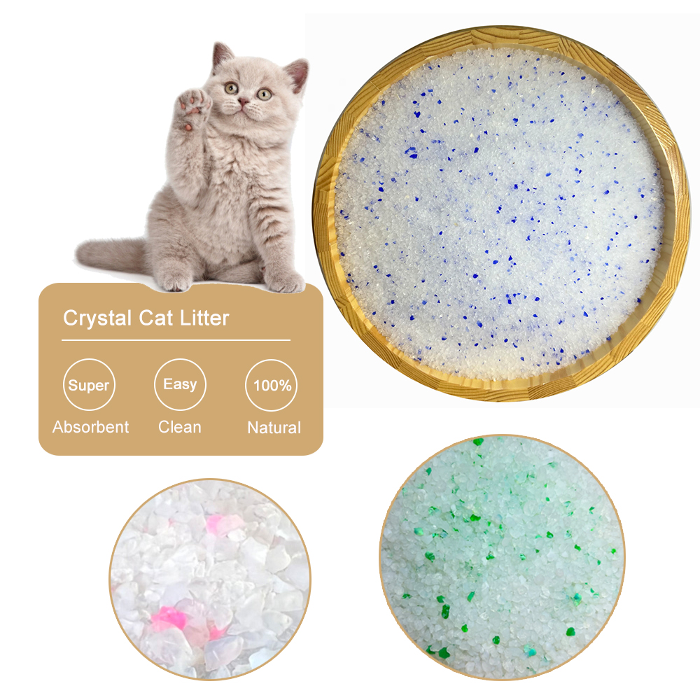 wholesale Tracksless crystal Cat Litter White Clear and Blue Crystals Litter Pearls crystal cat litter silica gel