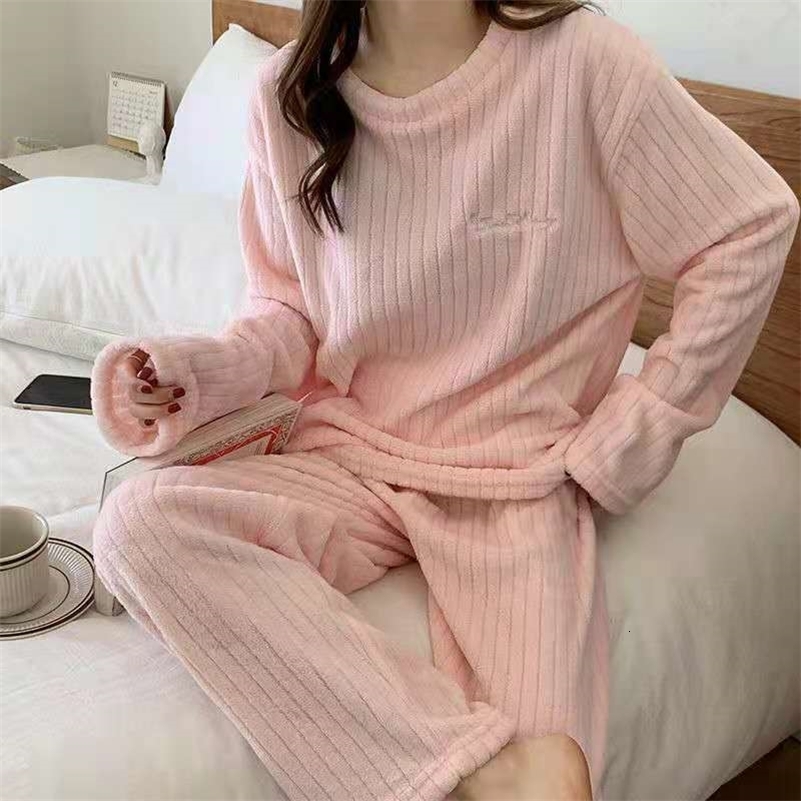 Winter Womens Pajamas Homewear Suit Fall and Warm Clothes Coral Velvet Leisure Padded y241121