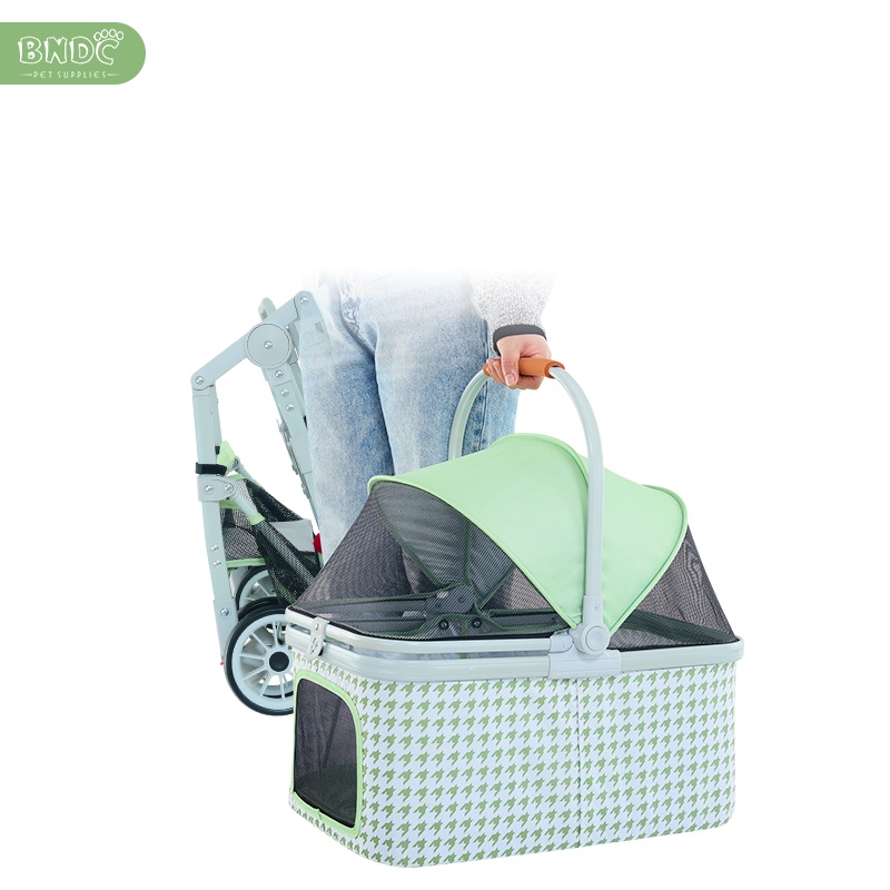 Factory outlet lovely Outdoor Travel 4 Wheel Pet Carrier Stroller Folding Dog Carrier City Walk Strolling Cart
