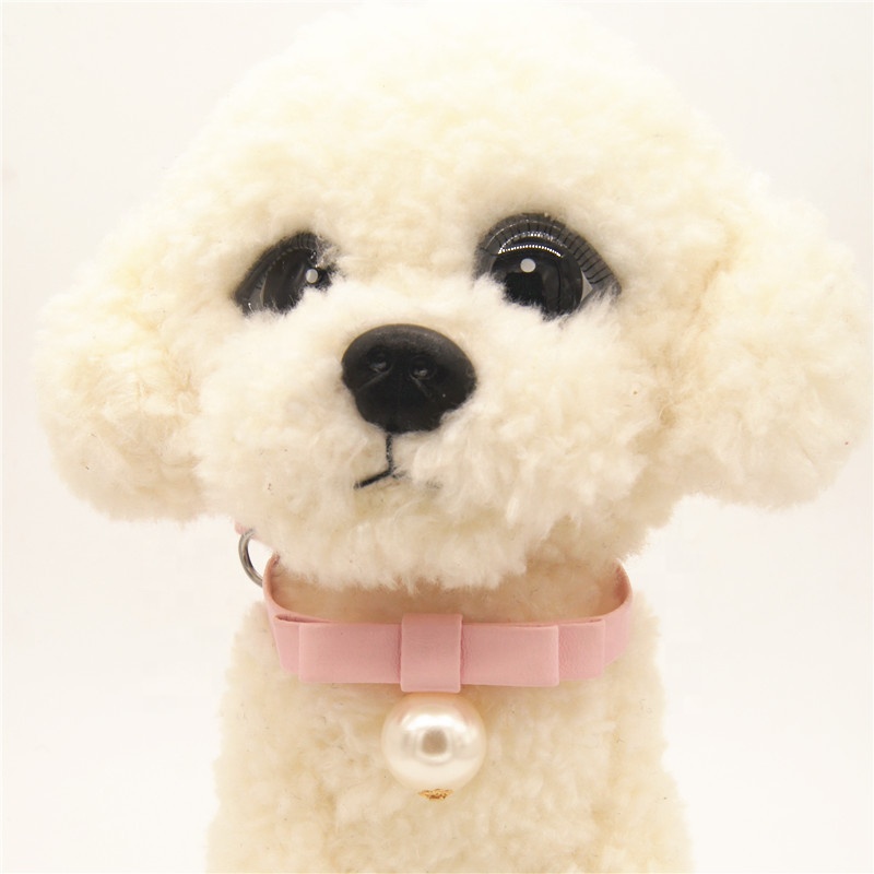 Seven-color pearl bow PU collars for cats and dogs Pet collars Factory wholesale Pet supplies