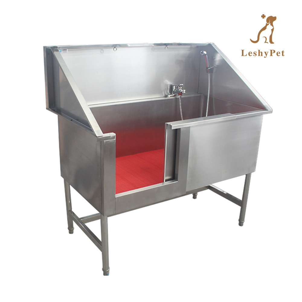 Leshypet Big-Volume-Stainless-Steel-Professional Pet Bathing Tub with Lifting Door pet dog bathtub stand pet spa