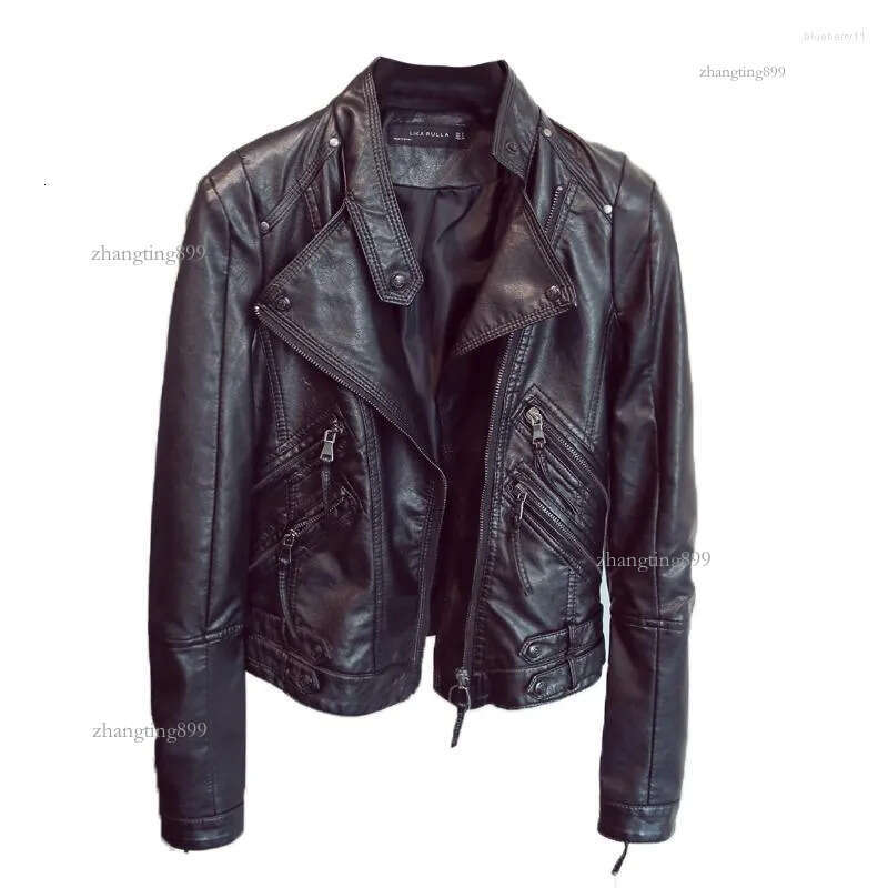 Women's Leather 2023 Spring Autumn Black Jacket Women Slim Moto Biker Female Jaquetas Feminino Ladies Pu