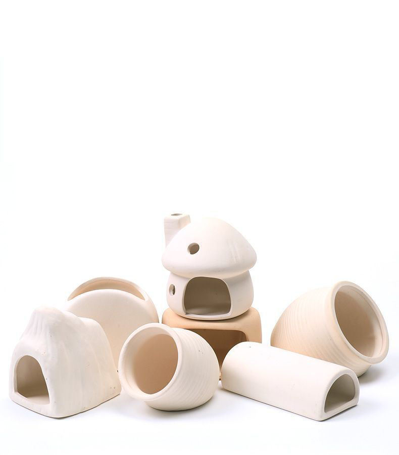Fish Tank Landscaping Mushroom House Decoration Pottery Pot Shelter Creative Ceramic Package Decoration House Shrimp Nest Pot