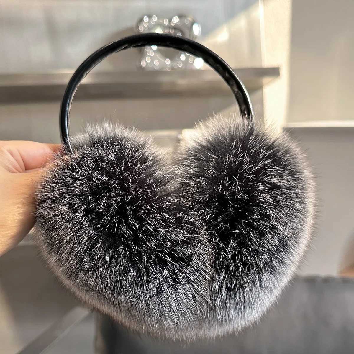 Luxury Real Fur Earmuffs Natural Warm Fur Earmuff Cute Oversized Fluffy Genuine Fur Earmuffs Winter Ear MuffsXJ241126