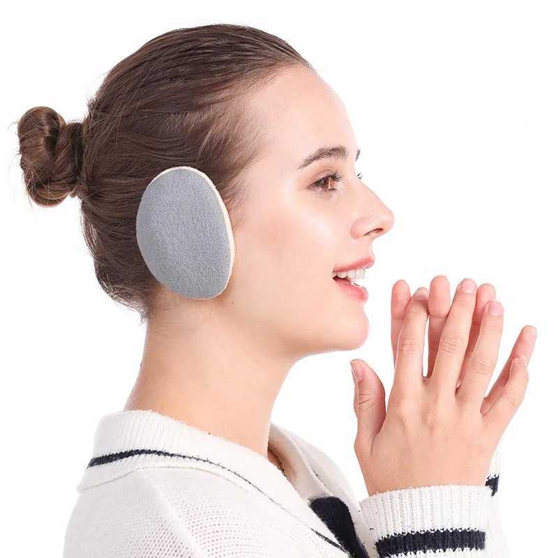 Neutral winter strapless earmuffs for windproof and warm womens classic solid fluffy wool outdoor protective earmuffs W241126