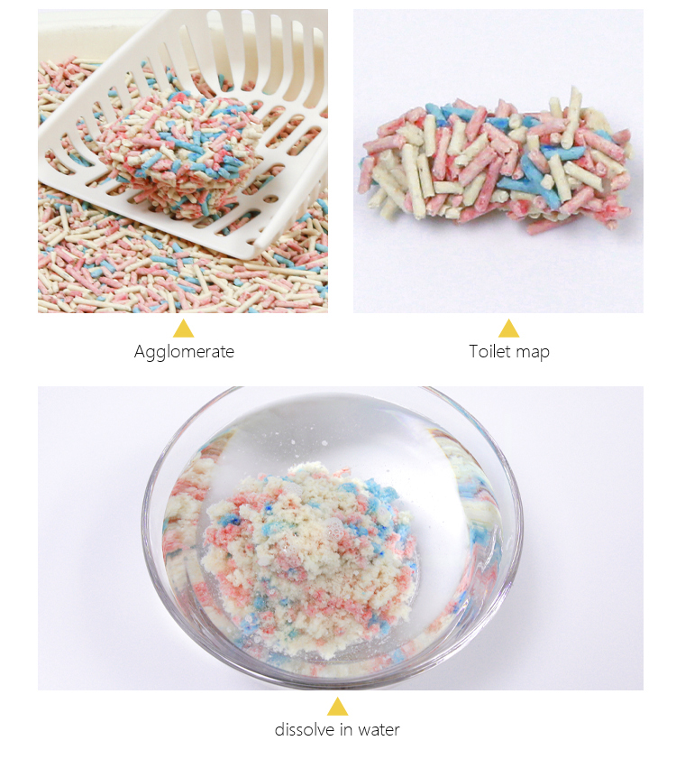 BSCI Flushable OEM 2.0 3.0 mm Factory Clumping Bulk chromatic colour flavor Tofu Cat Litter Suppliers