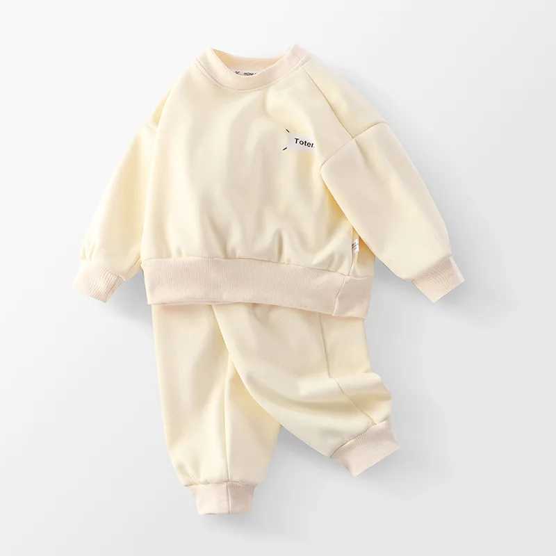 Clothing Sets Winter Boys Girls Clothing Sets Autumn Children Solid Fleece Sweatshirts Pants 2Pcs Tracksuit Suits For Kids Clothes 2-10 Years H241126