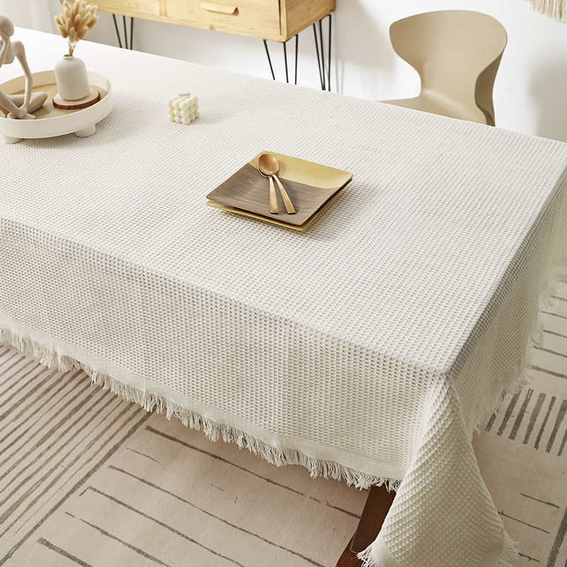 Japanese waffle solid color bedside table dust cover coffee table tablecloth T-1