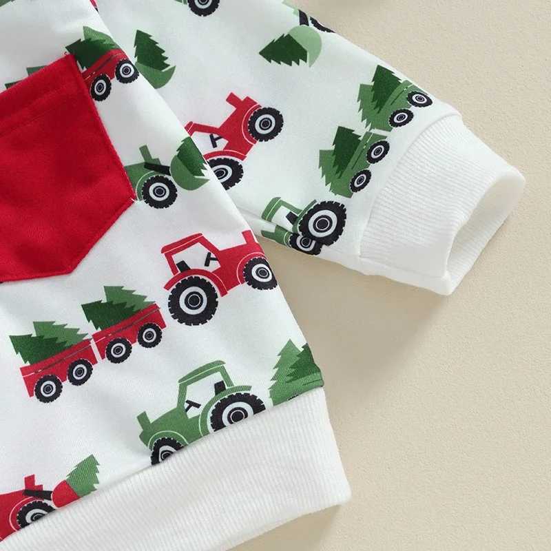 Clothing Sets Toddler Boys Girls Christmas Outfits Truck Christmas Tree Print Long Sleeve Sweatshirts Long Pants 2Pcs Xmas Kids Clothes Set H241126