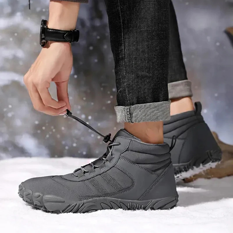 Winter Boots Mens Snow Barefoot Casual Shoes Outdoor Work Shoes Womens Warm Fur Mens Ankle Shoes Mens Snow Boots Large Size 47 241126