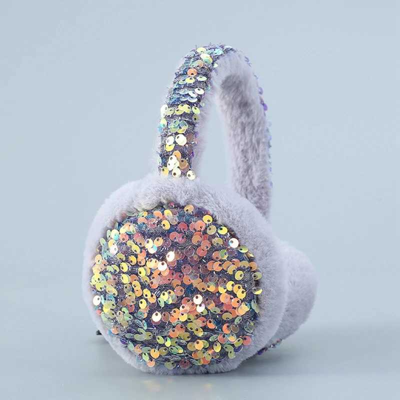Winter Warm Earmuffs ly Women Girl Fur Winter Ear Muffs Earc Glitter Sequin Earmuffs Headband Soft Fluffy EarcXJ241126