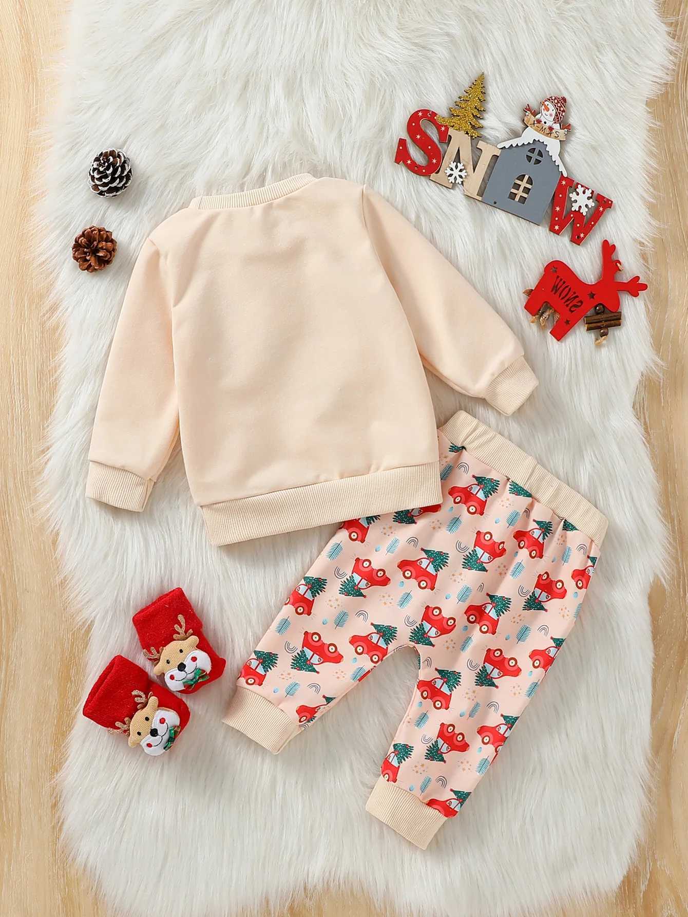 Clothing Sets 2024 Baby boy Long Sleeve Leisure and simplicity christmas element printing autumn Pantsuit H241126