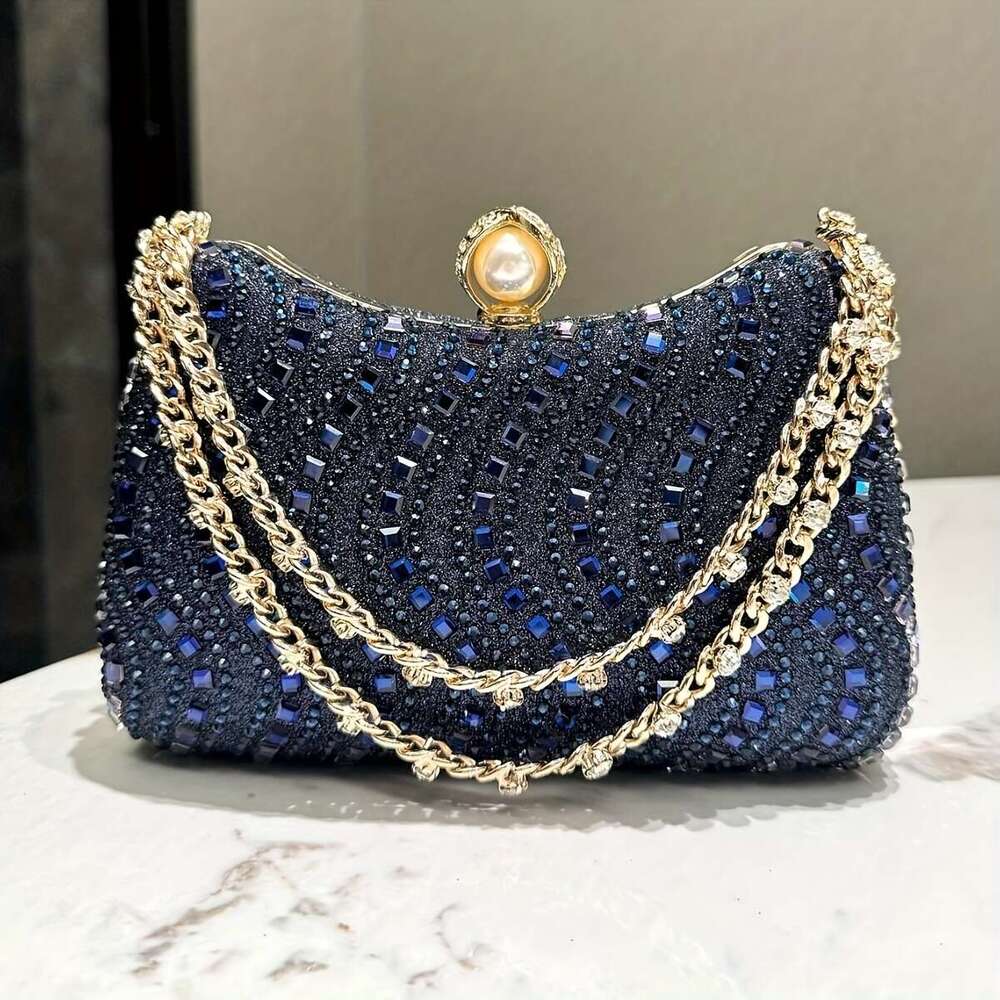 Women urious Rhie Evening Clutch Bag, Glittering Handheld Party Purse With Detachable Chain Strap, Elegant Accessory For Weddings Banquets Formal Even