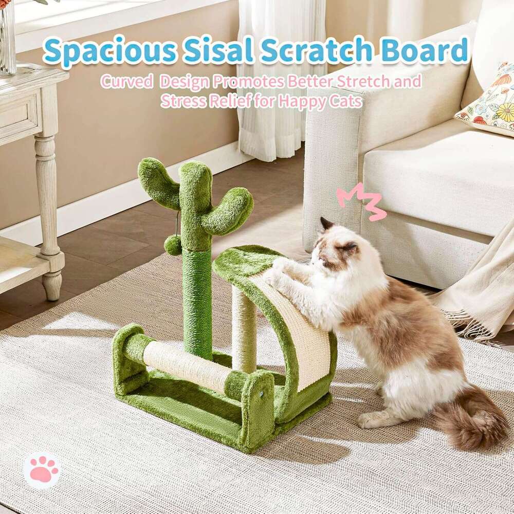 Made4Pets Cat Scratching Post, Cactus Scratcher Tree for Indoor, Adult Kitten Scratch Pad, Natural Sisal Ropes, Cute Kitty Nail File Vertical Scratche