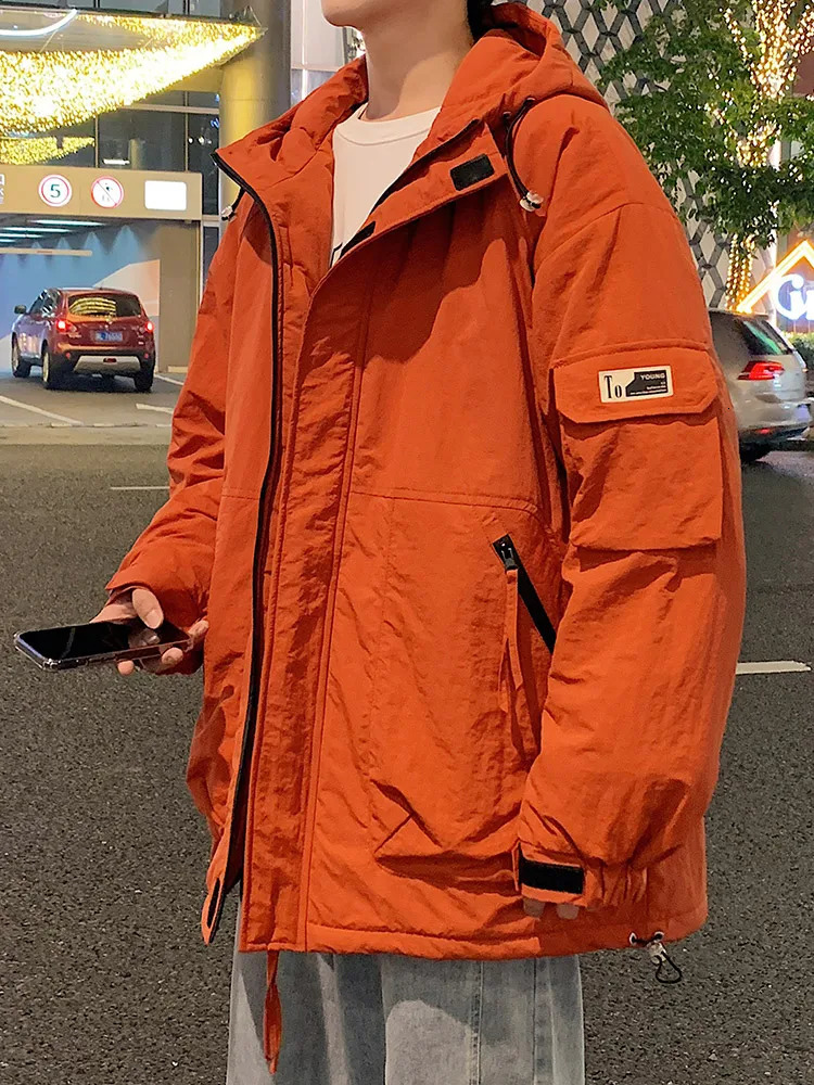 winter mens jacket thick and warm Parkas multi pocket casual hooded windproof machine cotton pad coat Plus size 8XL 241121