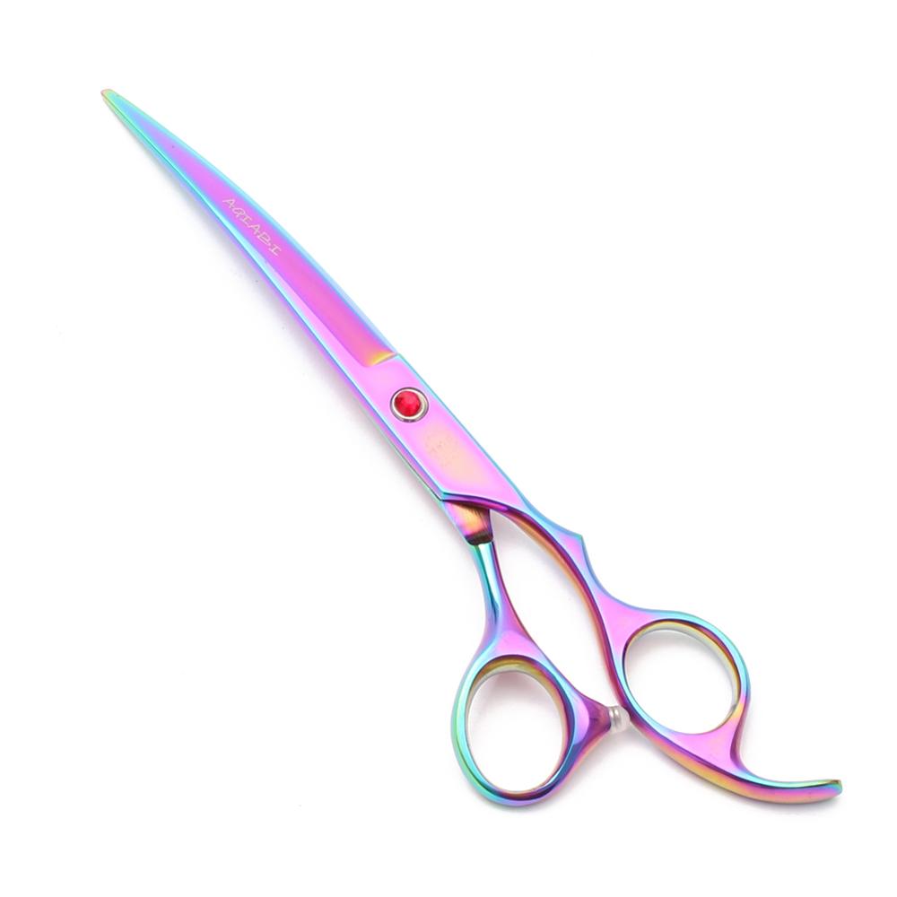 Pet Groomer Scissors 7" AQIABI Japanese Steel Bend Down Scissors Pet Scissors A4007