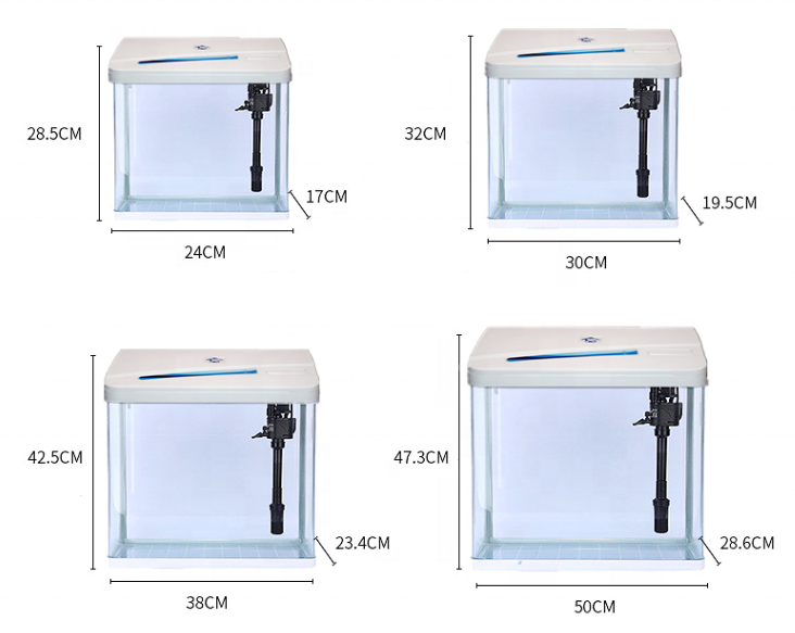 XC-520 Desktop Living Room HD Glass Mini Mute Aquarium Hot Bending Small Goldfish Landscaping Fish Tank
