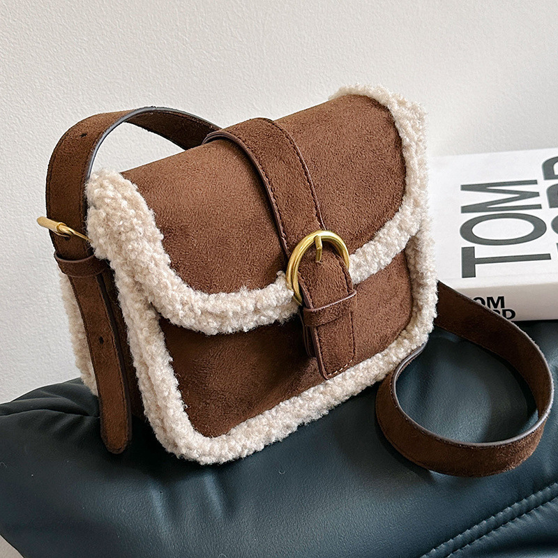 2025S Designer Small ins outing lamb wool female bag plush bag retro shoulder bag messenger bag all-match underarm bag