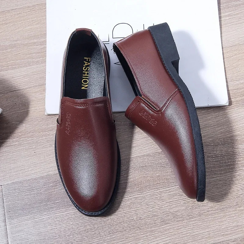 Mens Leather Dress Shoes Formal Brown Elegant Mens Shoes for Men Casual Business Social Autumn Office Party Wedding Loafers 241126