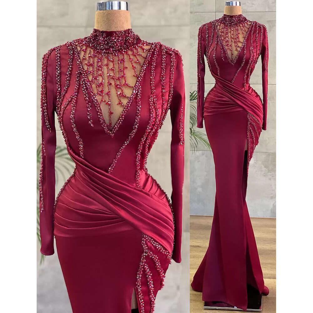 Aso Arabic Plus Ebi Size Bury Mermaid Luxurious Prom Dresses Beaded Crystals Evening Formal Party Second Reception Birthday Engagement Gowns Dress