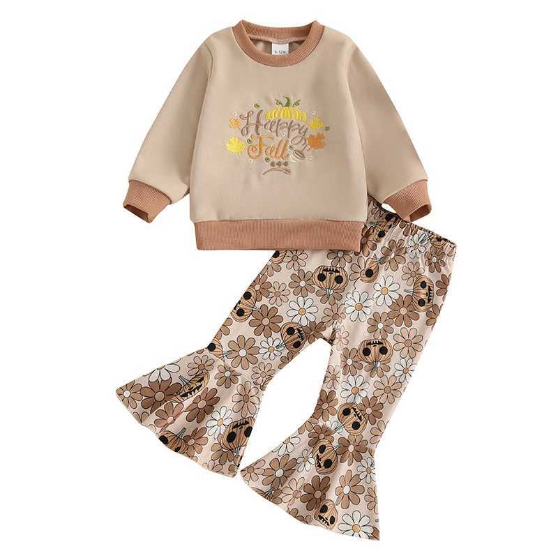 Clothing Sets Baby Girl Halloween Outfits Long Sleeve Embroidery Sweatshirt Flare Pants Set Infant Clothes H241126
