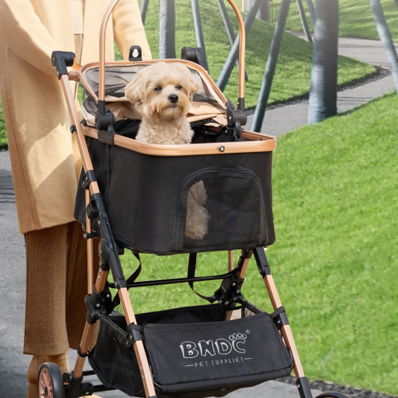 Factory outlet foldable pet carrier with wheels with 4 wheel detachable pet stroller outdoor travel pet dog cat carrier stroller
