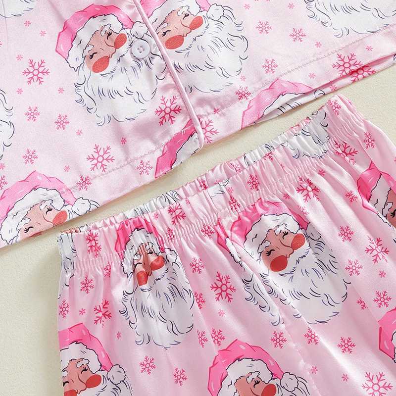 Clothing Sets Toddler Girl 2-Piece Christmas Pajamas Set with Long Sleeve Feather Trim Shirt and Pants - Festive Sleepwear for Baby H241126