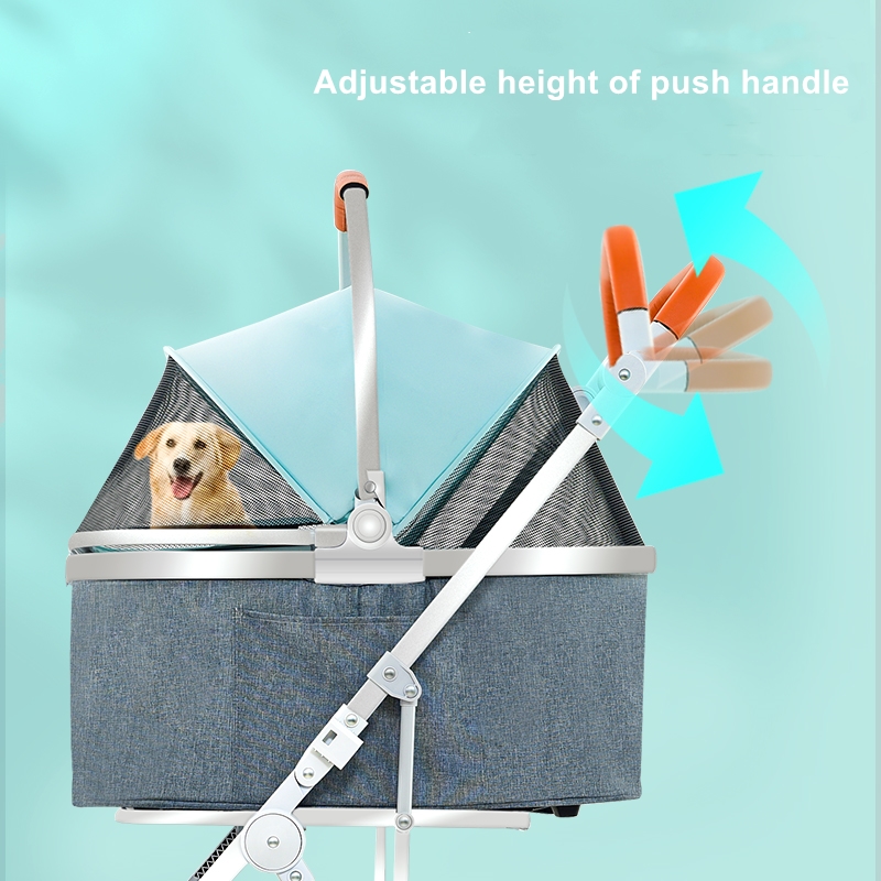 //Hot Sale Luxury 4 Wheels Folding Easy to Assemble Pet Trolley Dog Stroller Factory Price