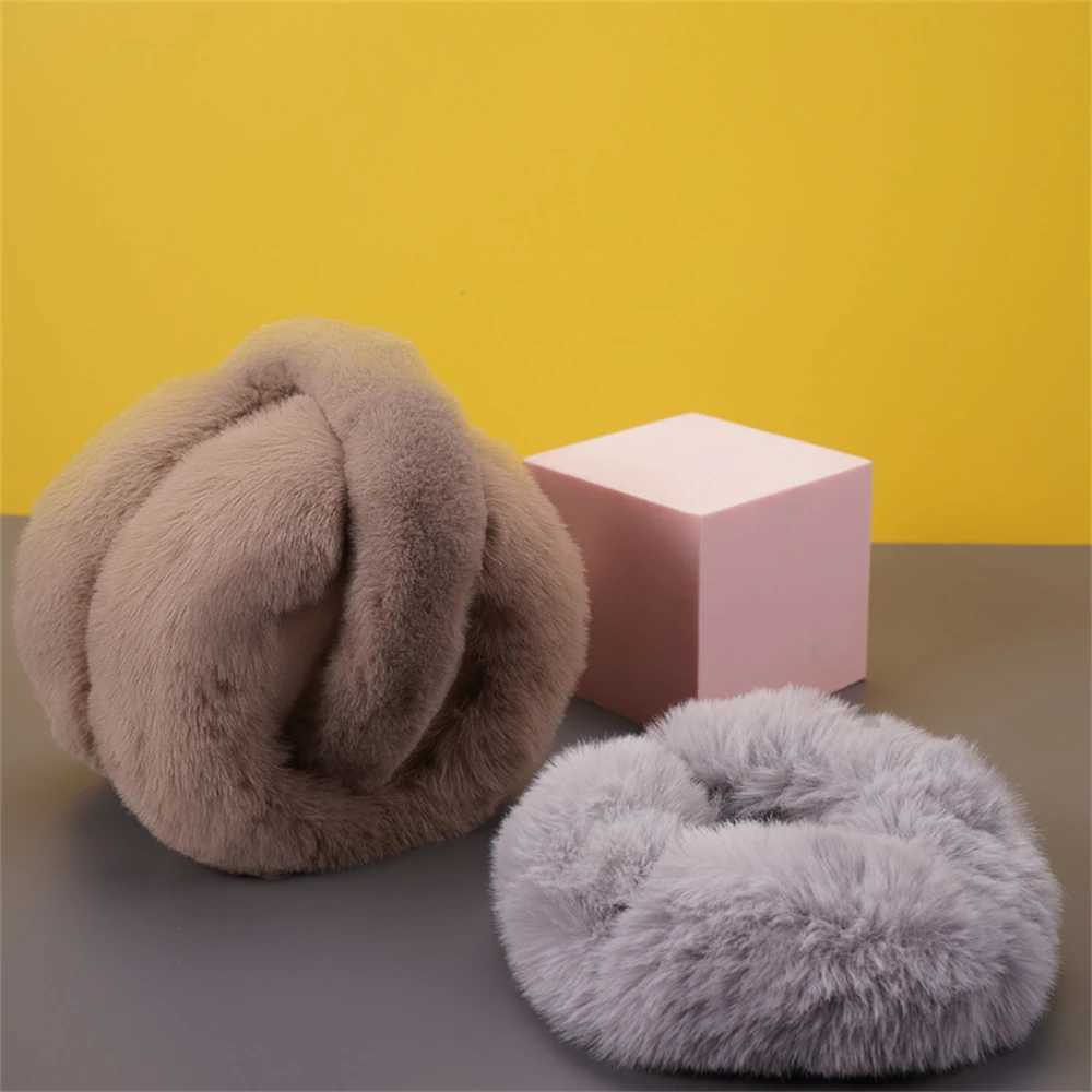 Foldable Plush Earmuffs Women Winter Warm Earfls Unisex Portable Ear Headphone Outdoor Fashion Solid Color Frostproof EarcoverXJ241126