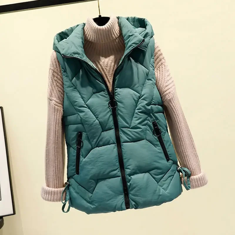 Detachable hood zipper womens vest for spring autumn winter fashionable and casual womens Nice warm womens vest jacket wholesale 241126