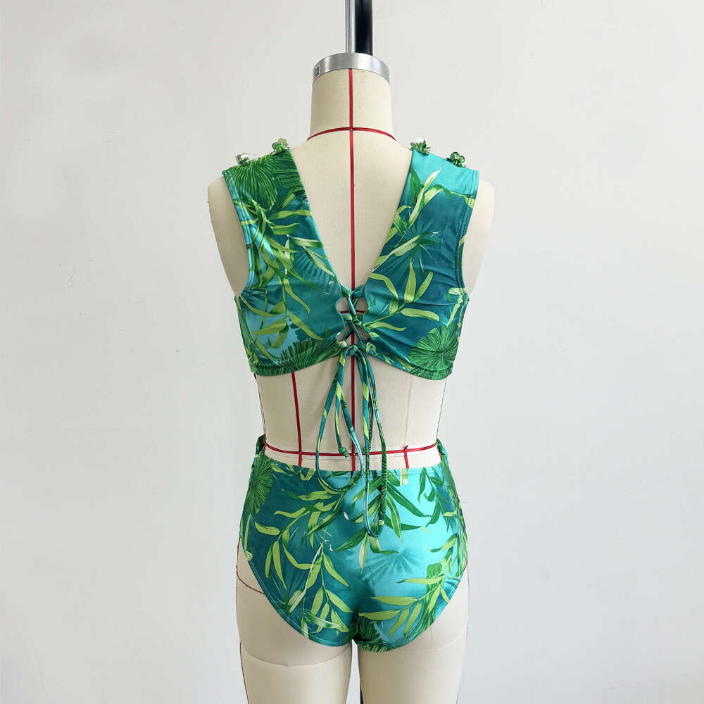 2024 New Elegant Women Swimsuit With Skirt High Waist Swimwear Cover-Up Female Skirts Fashion Printed Dress Beachwear