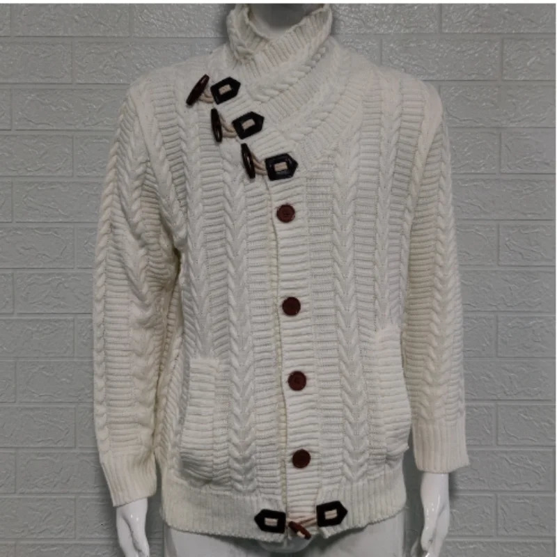 Autumn mens sweater jacket long sleeved mens knitted jacket solid color non shrink mens cardigan sweater mens clothing 241126