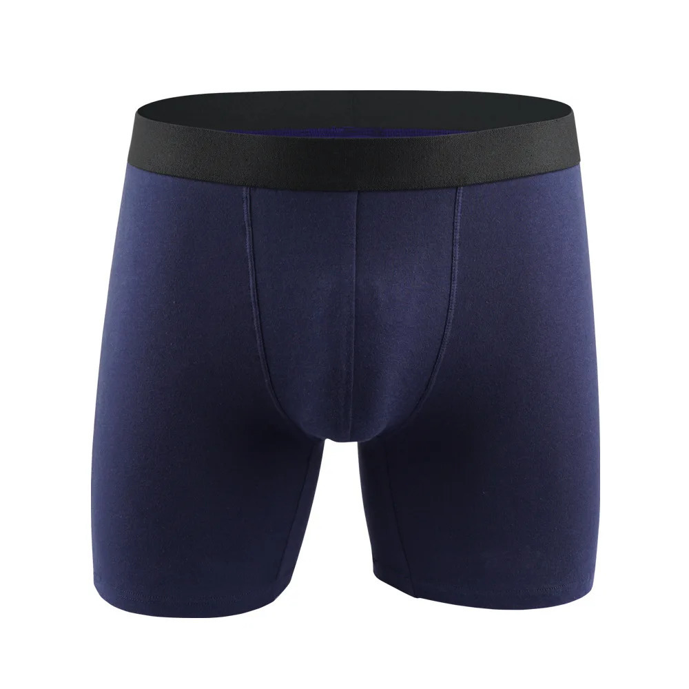 5 pieces/batch of mens underwear pure cotton big boxing long sports solid color anti friction mens underwear 241126