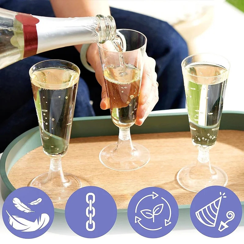 25pcs 150ml disposable sparkling glass champagne bar glass plastic champagne flute transparent Toasting glasses for wedding parties 241126