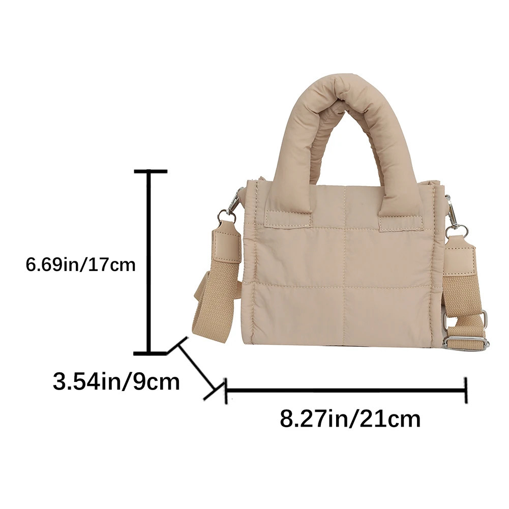 Winter Padded Shoulder Bag for Women Quilted Handbag Purse Casual Tote Clutch Cloud Crossbody Bags Female Trendy Messenger 241125