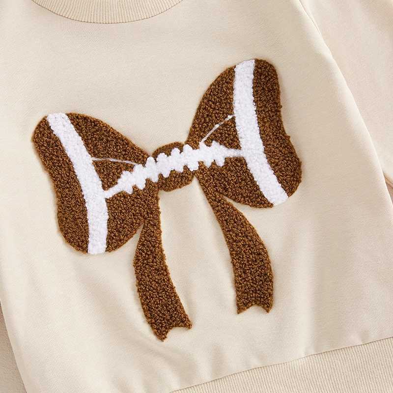 Clothing Sets Toddler Baby Girls Football Outfits Autumn Fashion Long Sleeve Bow Embroidery Sweatshirt and Pants 2Pieces Kids Sets 0-3Years H241126