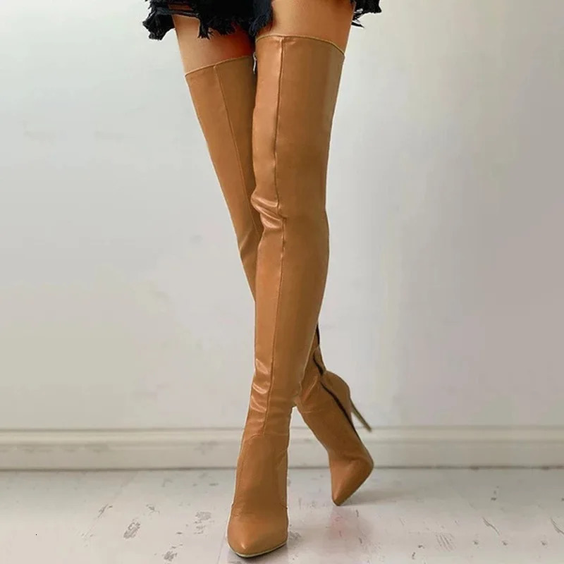 Autumn/Winter Womens Boots Pointed Side Zipper Slim High Heels Large Over Knee Boots Womens Boots Platform Boots Womens Shoes 241114
